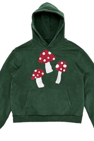 Cute Everyday Outfits, Outfit Inspo Casual Mushroom Print Hoodie