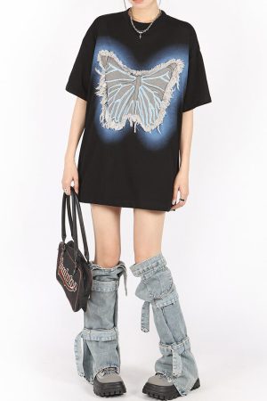 Cute Everyday Outfits, Outfit Inspo Casual Neon Butterfly Oversized T-Shirt