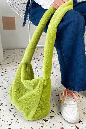 Cute Everyday Outfits, Outfit Inspo Casual Neon Fuzzy Bag