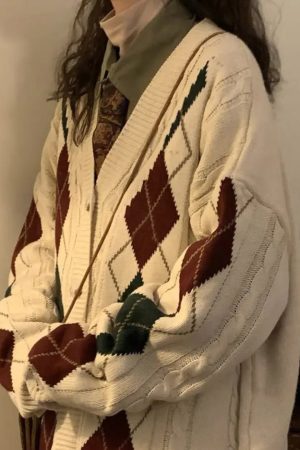 Cute Everyday Outfits, Outfit Inspo Casual New Student Argyle Cardigan