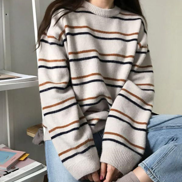 Cute Everyday Outfits, Outfit Inspo Casual New Student Striped Sweater
