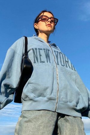 Cute Everyday Outfits, Outfit Inspo Casual New York Embroidery Hoodie