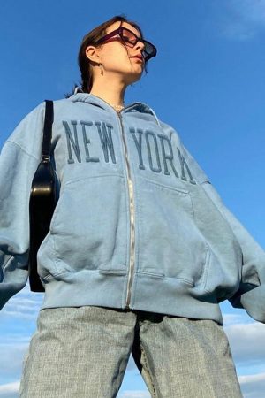 Cute Everyday Outfits, Outfit Inspo Casual New York Embroidery Hoodie