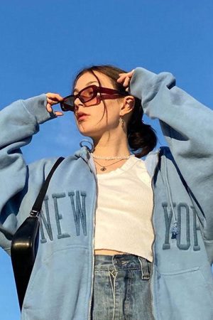Cute Everyday Outfits, Outfit Inspo Casual New York Embroidery Hoodie