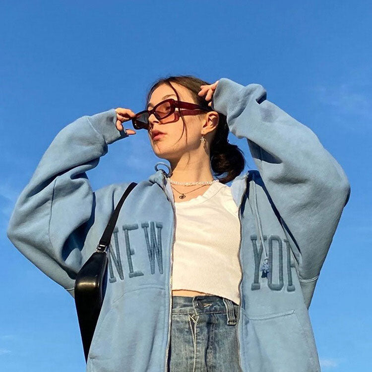 Cute Everyday Outfits, Outfit Inspo Casual New York Embroidery Hoodie Cute Everyday Outfits, Outfit Inspo Casual New York Embroidery Hoodie