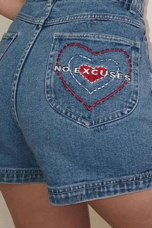 Cute Everyday Outfits, Outfit Inspo Casual No Excuses Embroidery Denim Shorts