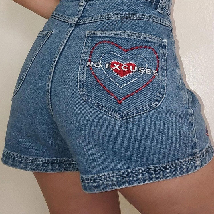 Cute Everyday Outfits, Outfit Inspo Casual No Excuses Embroidery Denim Shorts