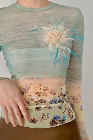 Cute Everyday Outfits, Outfit Inspo Casual Ocean Beach Print Top