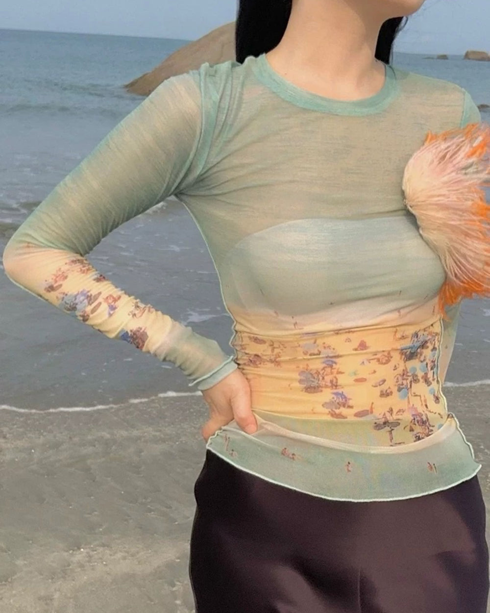 Cute Everyday Outfits, Outfit Inspo Casual Ocean Beach Print Top Cute Everyday Outfits, Outfit Inspo Casual Ocean Beach Print Top