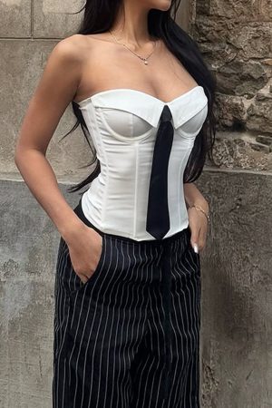 Cute Everyday Outfits, Outfit Inspo Casual Office Siren Tie Corset Top