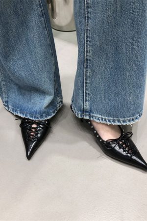 Cute Everyday Outfits, Outfit Inspo Casual Old Money Aesthetic Lace Up Mules