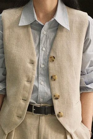 Cute Everyday Outfits, Outfit Inspo Casual Old Money Aesthetic Linen Vest