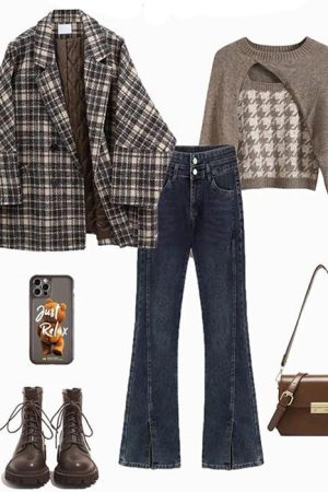 Cute Everyday Outfits, Outfit Inspo Casual Old Money Plaid Jacket