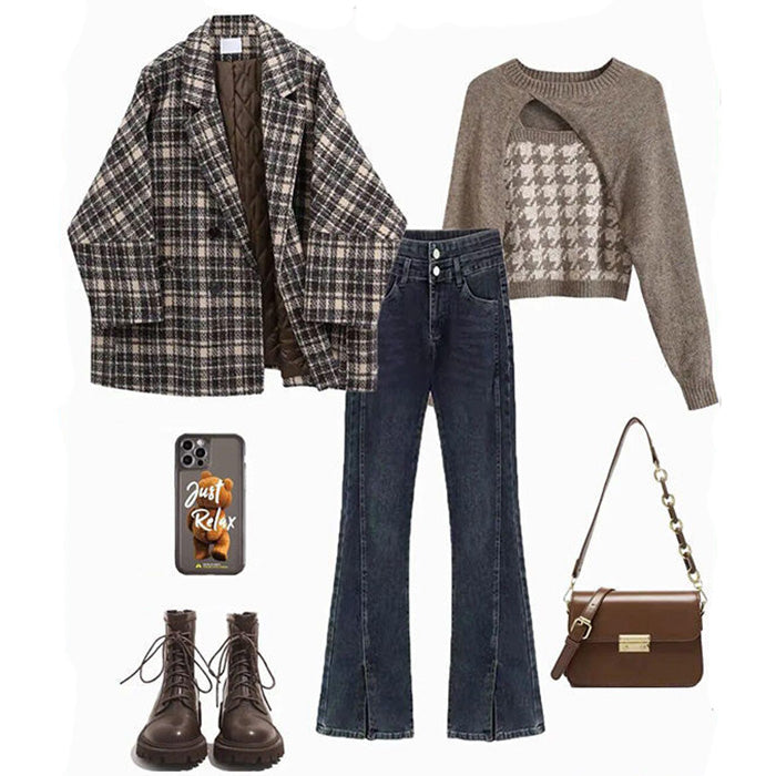 Cute Everyday Outfits, Outfit Inspo Casual Old Money Plaid Jacket Cute Everyday Outfits, Outfit Inspo Casual Old Money Plaid Jacket