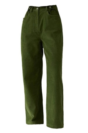 Cute Everyday Outfits, Outfit Inspo Casual Olive Green Wide-Leg Cord Trousers