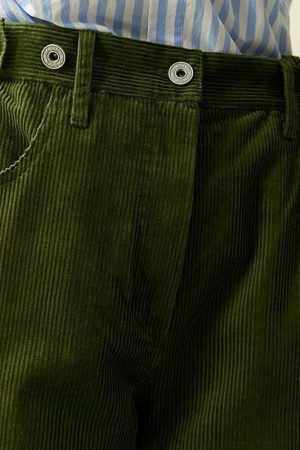 Cute Everyday Outfits, Outfit Inspo Casual Olive Green Wide-Leg Cord Trousers