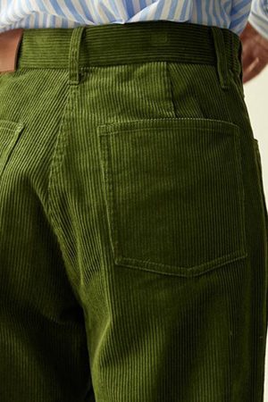 Cute Everyday Outfits, Outfit Inspo Casual Olive Green Wide-Leg Cord Trousers