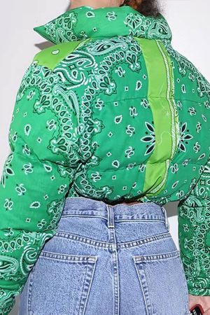 Cute Everyday Outfits, Outfit Inspo Casual Paisley Patchwork Puffer Jacket