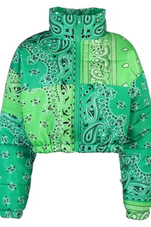 Cute Everyday Outfits, Outfit Inspo Casual Paisley Patchwork Puffer Jacket