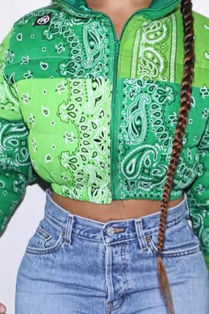 Cute Everyday Outfits, Outfit Inspo Casual Paisley Patchwork Puffer Jacket