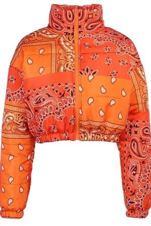 Cute Everyday Outfits, Outfit Inspo Casual Paisley Patchwork Puffer Jacket