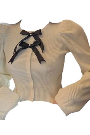 Cute Everyday Outfits, Outfit Inspo Casual Parisian Style Ribbed Top with Bows