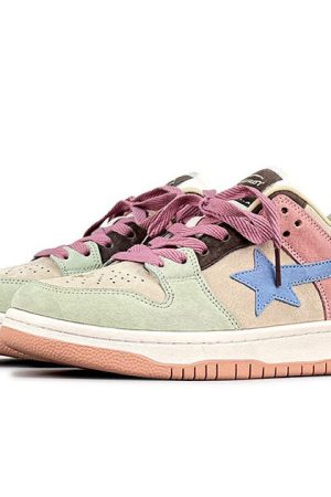 Cute Everyday Outfits, Outfit Inspo Casual Pastel Color Block Star Sneakers