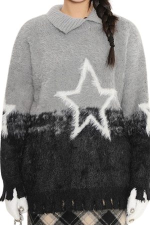 Cute Everyday Outfits, Outfit Inspo Casual Pastel Knit Sweater with Star Design
