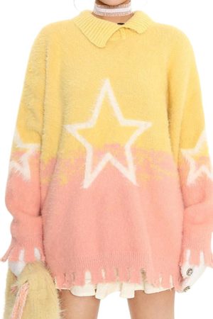 Cute Everyday Outfits, Outfit Inspo Casual Pastel Knit Sweater with Star Design