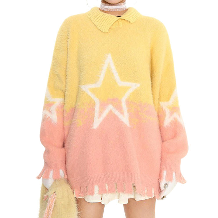 Cute Everyday Outfits, Outfit Inspo Casual Pastel Knit Sweater with Star Design