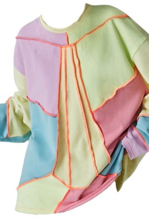 Cute Everyday Outfits, Outfit Inspo Casual Pastel Patchwork Oversized Sweatshirt