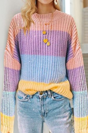 Cute Everyday Outfits, Outfit Inspo Casual Pastel Rainbow Jumper