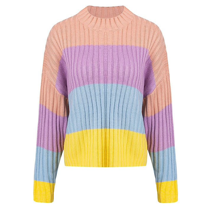 Cute Everyday Outfits, Outfit Inspo Casual Pastel Rainbow Jumper