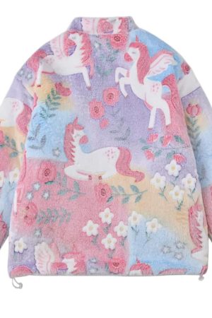 Cute Everyday Outfits, Outfit Inspo Casual Pastel Unicorn Fleece Jacket