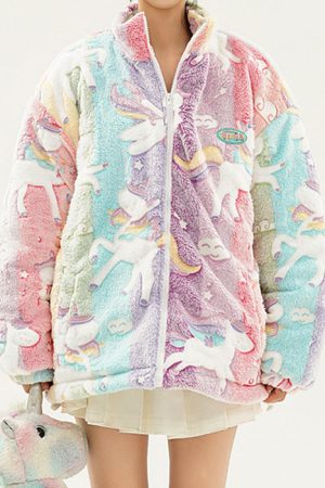 Cute Everyday Outfits, Outfit Inspo Casual Pastel Unicorn Zip-Up Jacket
