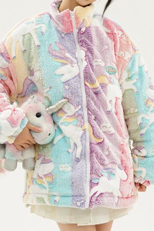 Cute Everyday Outfits, Outfit Inspo Casual Pastel Unicorn Zip-Up Jacket