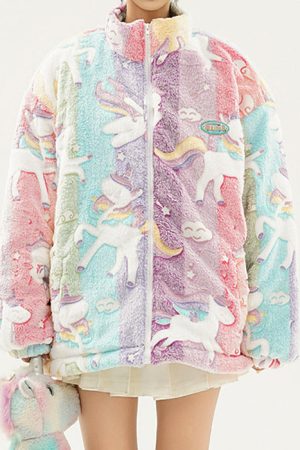 Cute Everyday Outfits, Outfit Inspo Casual Pastel Unicorn Zip-Up Jacket