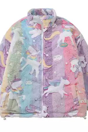 Cute Everyday Outfits, Outfit Inspo Casual Pastel Unicorn Zip-Up Jacket