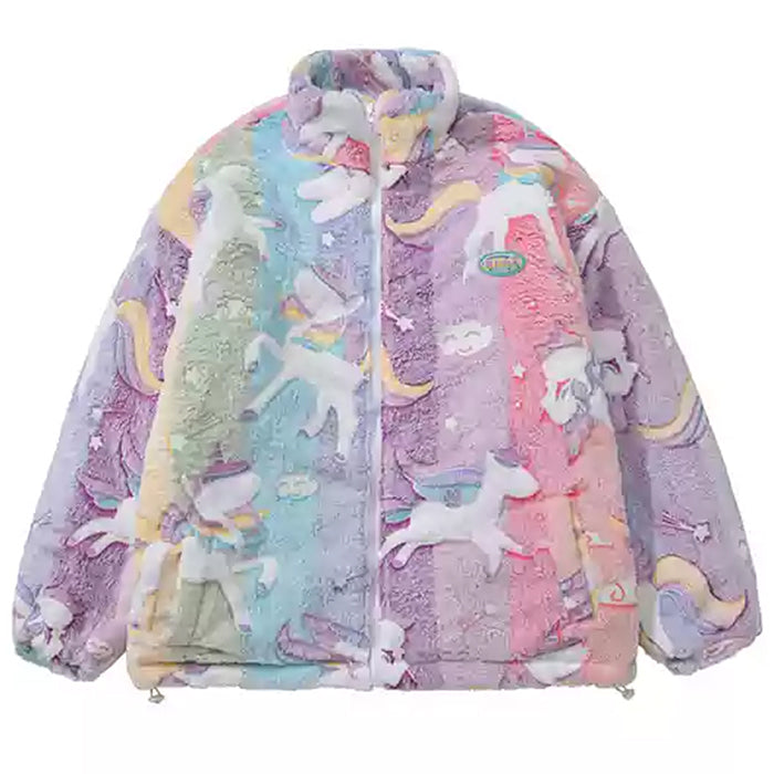 Cute Everyday Outfits, Outfit Inspo Casual Pastel Unicorn Zip-Up Jacket