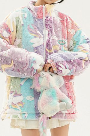 Cute Everyday Outfits, Outfit Inspo Casual Pastel Unicorn Zip-Up Jacket
