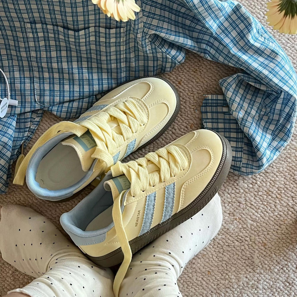 Cute Everyday Outfits, Outfit Inspo Casual Pastel Yellow & Blue Stripe Sneakers Cute Everyday Outfits, Outfit Inspo Casual Pastel Yellow & Blue Stripe Sneakers