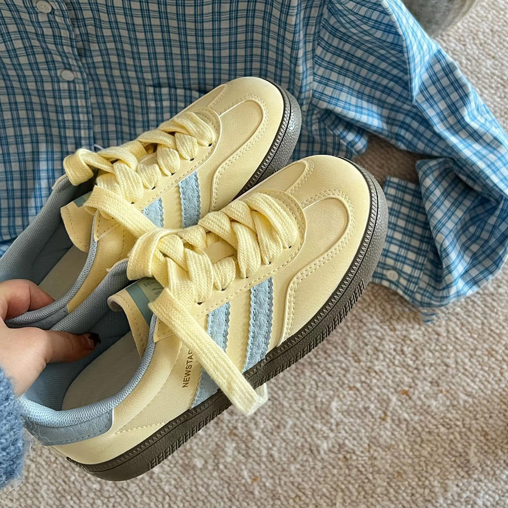 Cute Everyday Outfits, Outfit Inspo Casual Pastel Yellow & Blue Stripe Sneakers Cute Everyday Outfits, Outfit Inspo Casual Pastel Yellow & Blue Stripe Sneakers