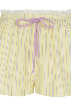 Cute Everyday Outfits, Outfit Inspo Casual Pastel Yellow & Pink Pinstripe Shorts