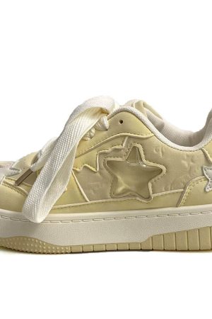 Cute Everyday Outfits, Outfit Inspo Casual Pastel Yellow Star Aesthetic Sneakers