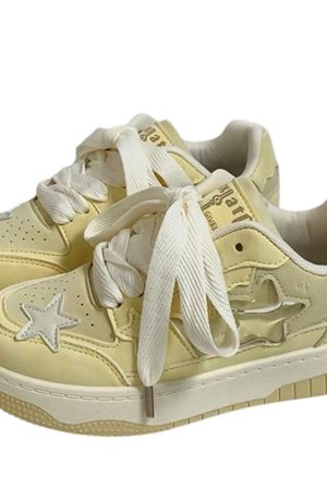 Cute Everyday Outfits, Outfit Inspo Casual Pastel Yellow Star Aesthetic Sneakers