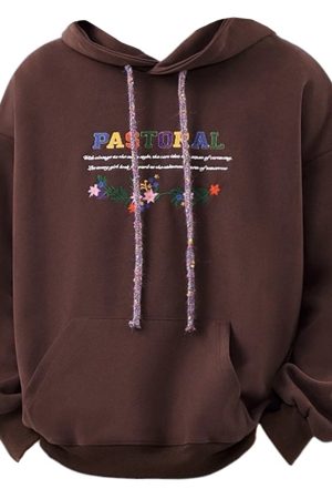 Cute Everyday Outfits, Outfit Inspo Casual Pastoral Print Indie Hoodie