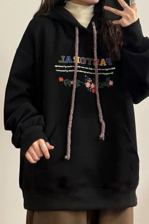Cute Everyday Outfits, Outfit Inspo Casual Pastoral Print Indie Hoodie