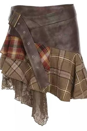 Cute Everyday Outfits, Outfit Inspo Casual Patchwork Asymmetrical Mini Skirt