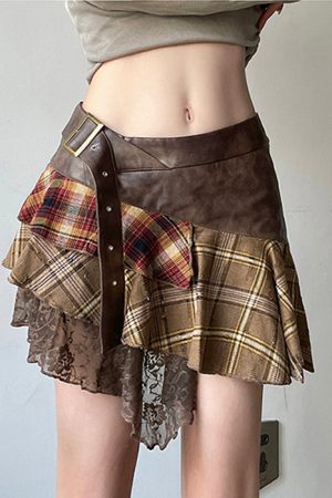 Cute Everyday Outfits, Outfit Inspo Casual Patchwork Asymmetrical Mini Skirt