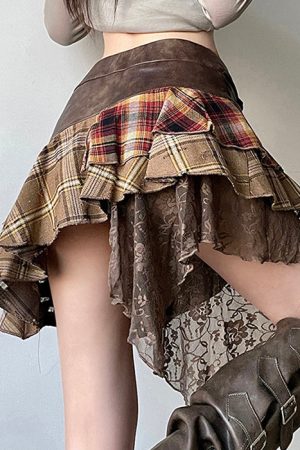 Cute Everyday Outfits, Outfit Inspo Casual Patchwork Asymmetrical Mini Skirt